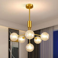 Brass Branch Ripple Glass Chandelier