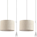Beige Linen Plug-in Pendant Lights