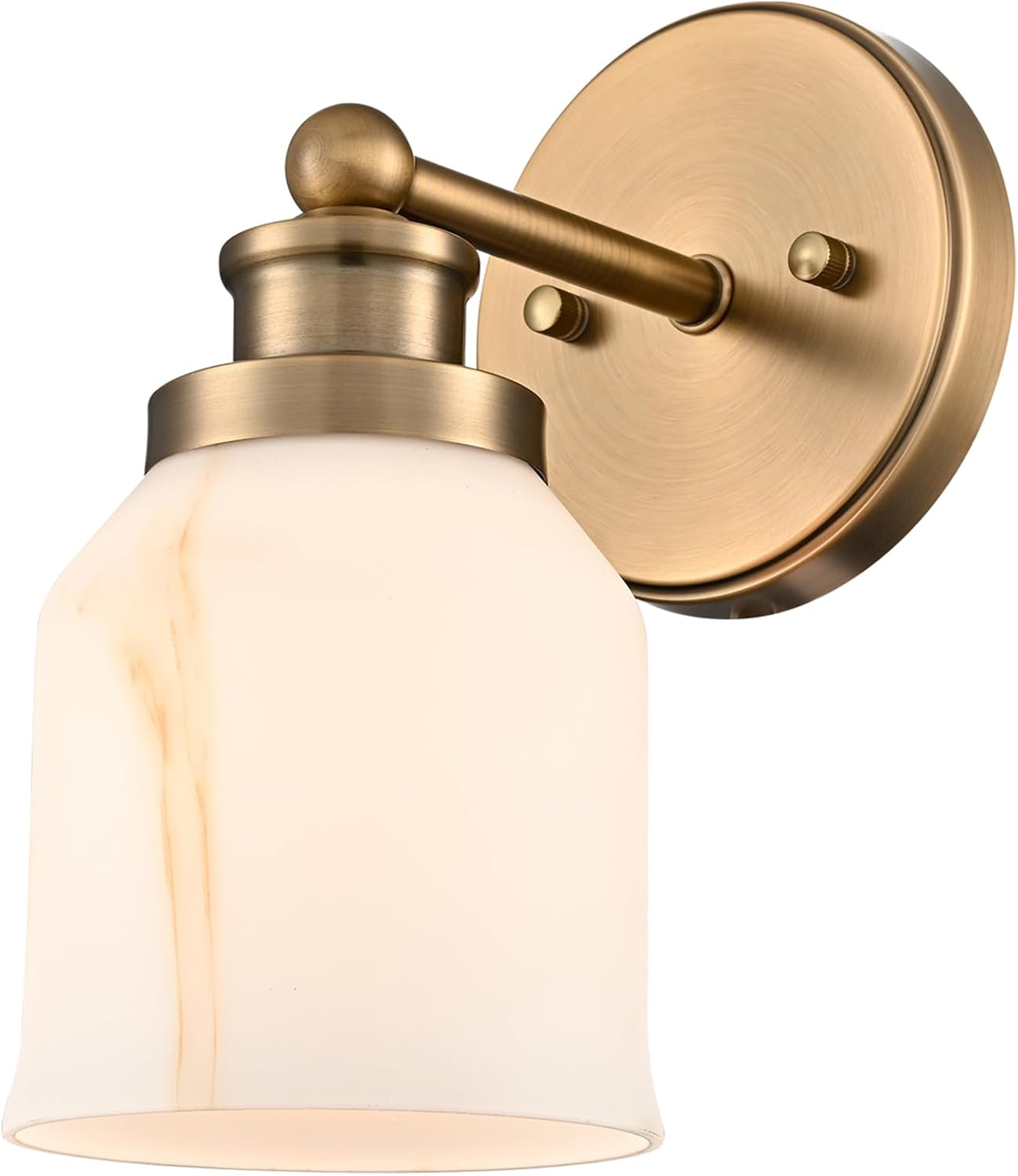 Vintage Brass Bell Glass Wall Sconce