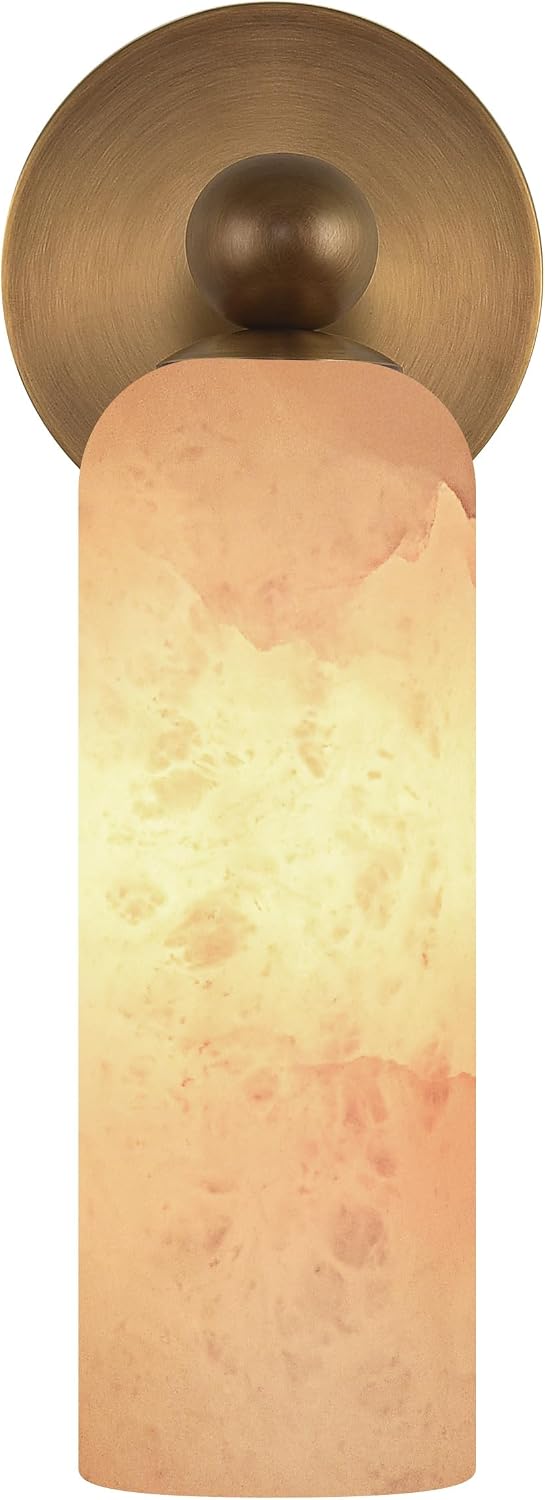 Brass Alabaster Wall Sconces Set
