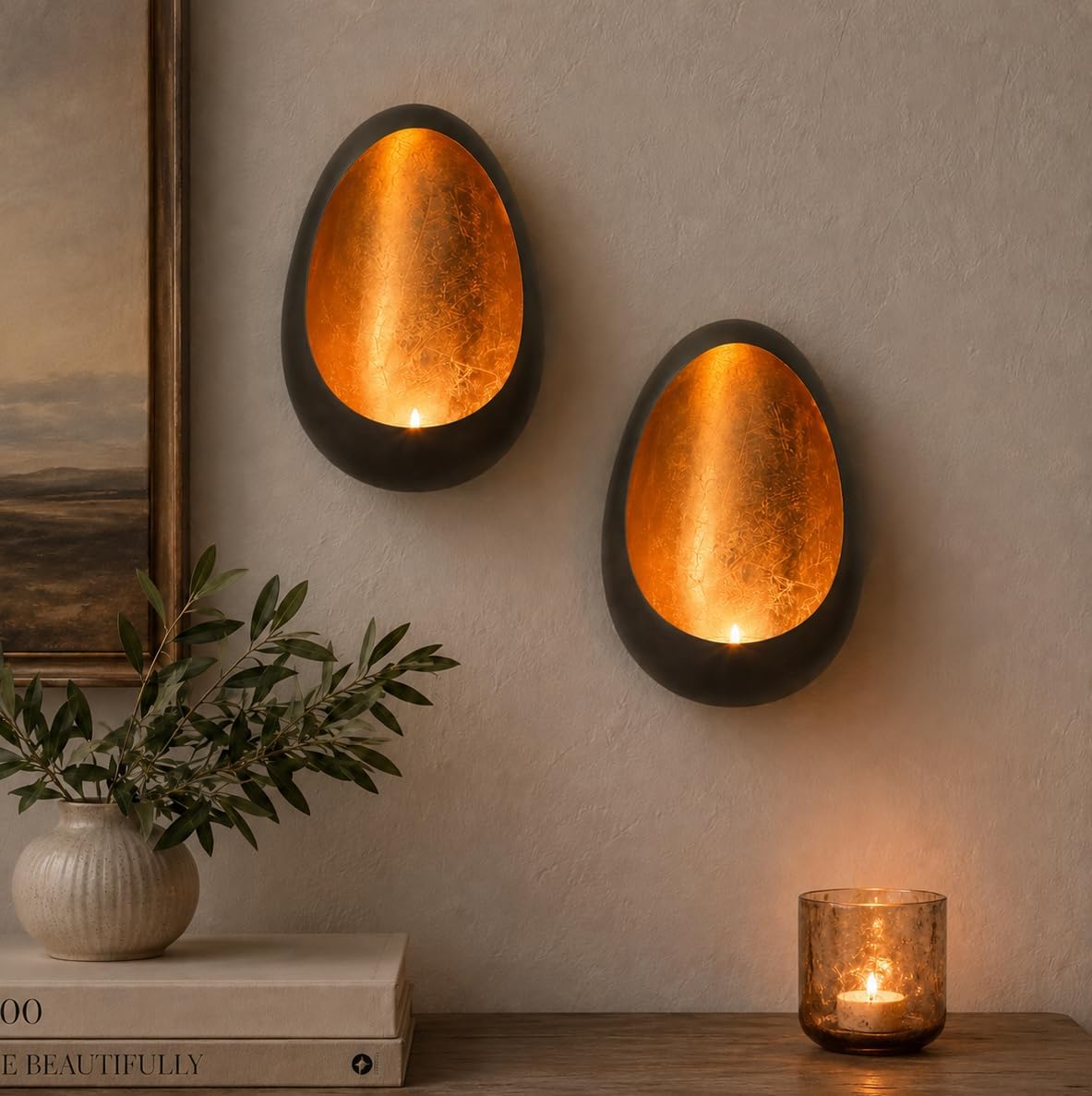 Gold Handcrafted Metal Wall Candle Sconces