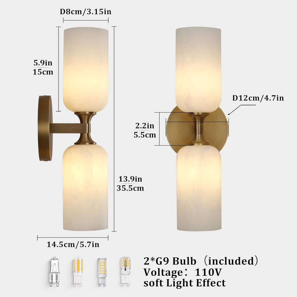 Brass Alabaster Wall Sconce