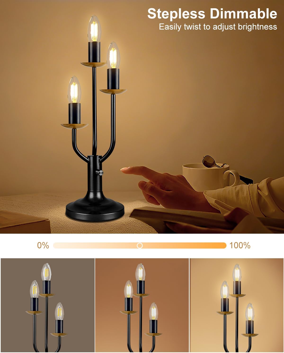 Dimmable Black Vintage Table Lamp