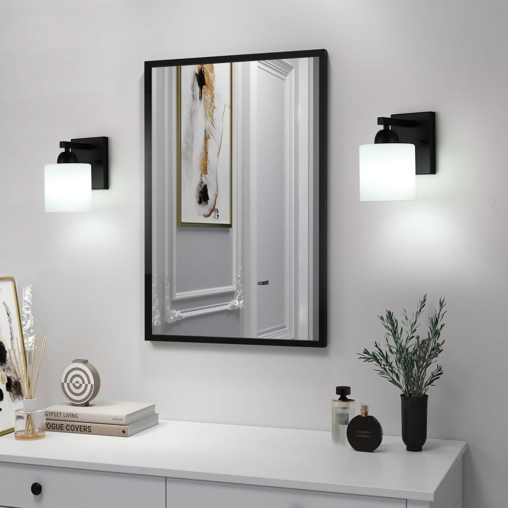 Matte Black Milk Glass Wall Sconce