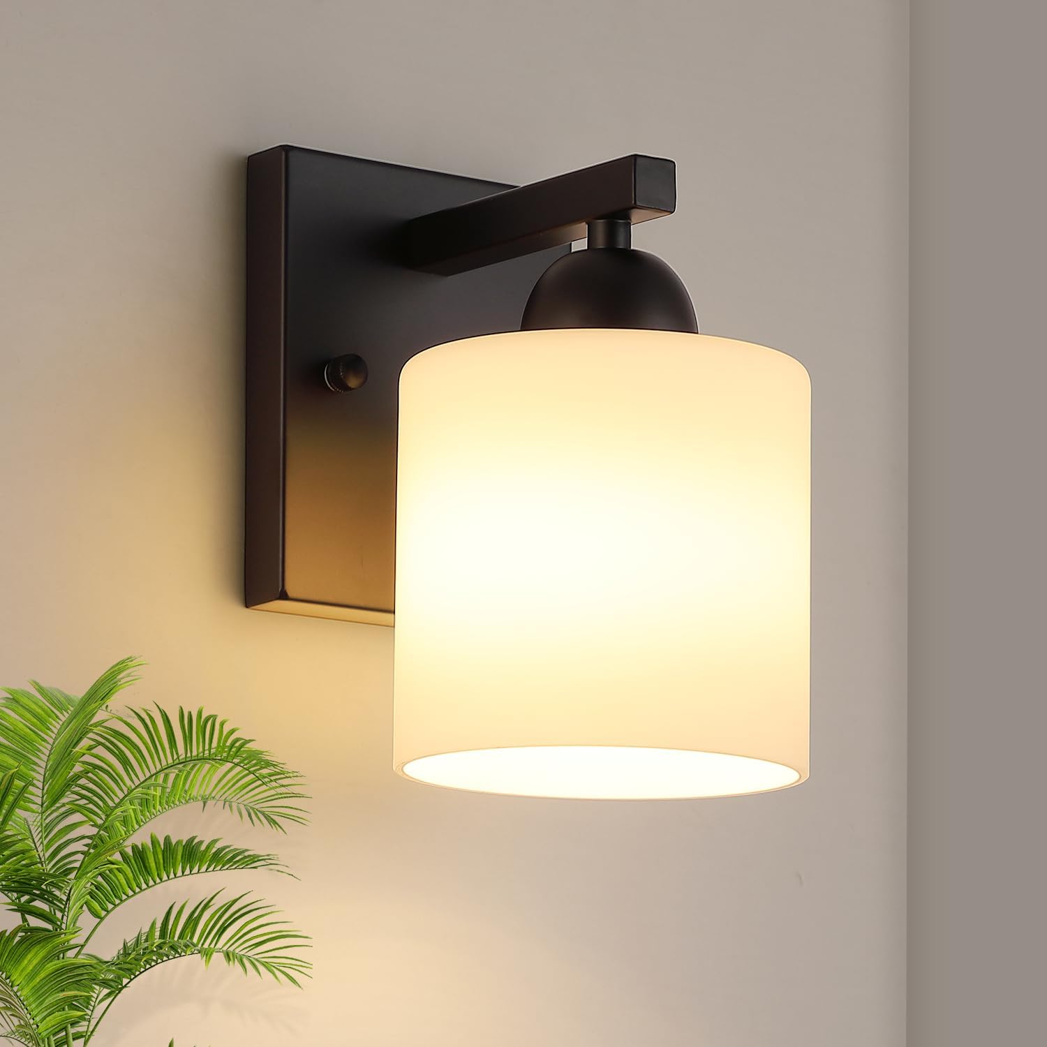 Matte Black Milk Glass Wall Sconce