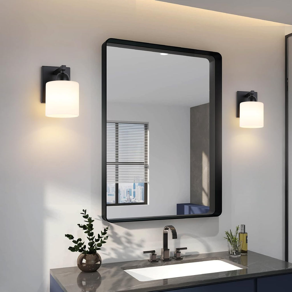 Matte Black Milk Glass Wall Sconce