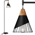 Industrial Wood Metal Farmhouse Floor Lamp