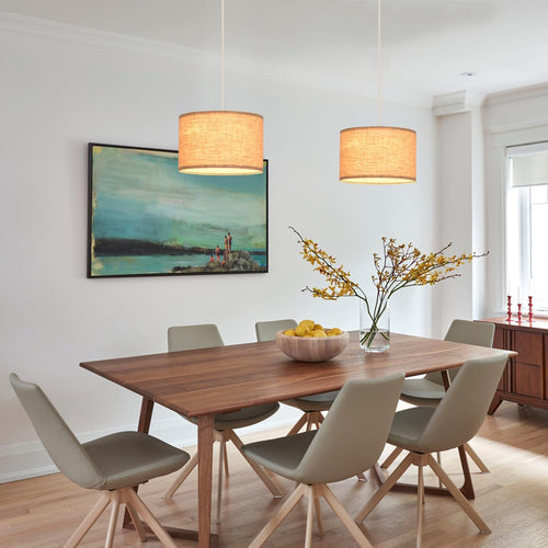 Beige Linen Plug-in Pendant Lights
