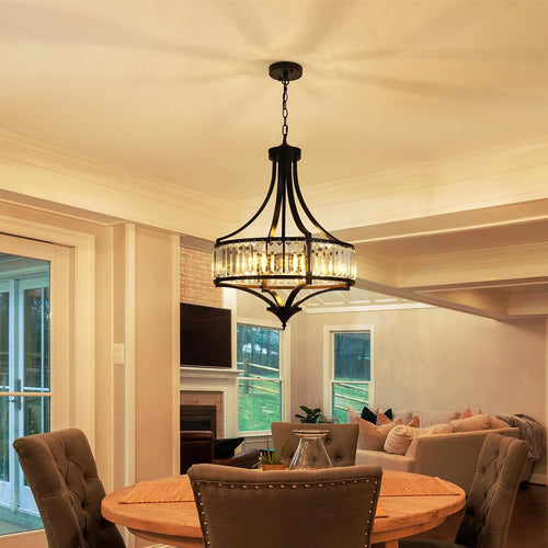 Black Crystal Farmhouse Chandelier