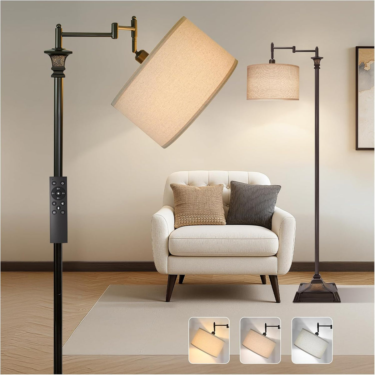 Vintage Adjustable Swing Arm Smart Floor Lamp