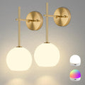 Wireless Gold Glass Wall Sconces