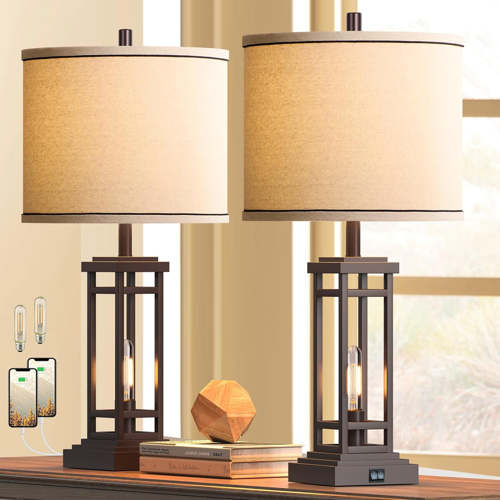 Farmhouse Lamps USB Charging Ports
