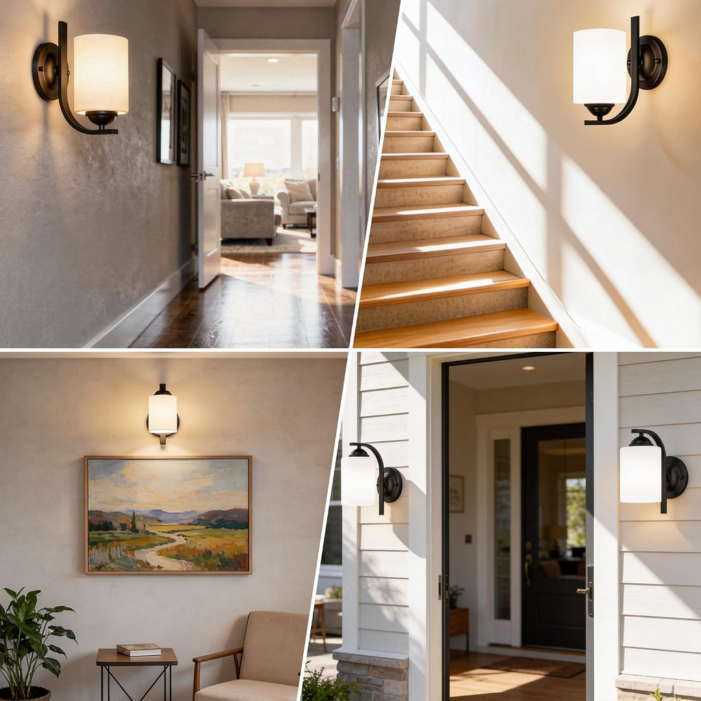 Farmhouse Black Glass Wall Sconces