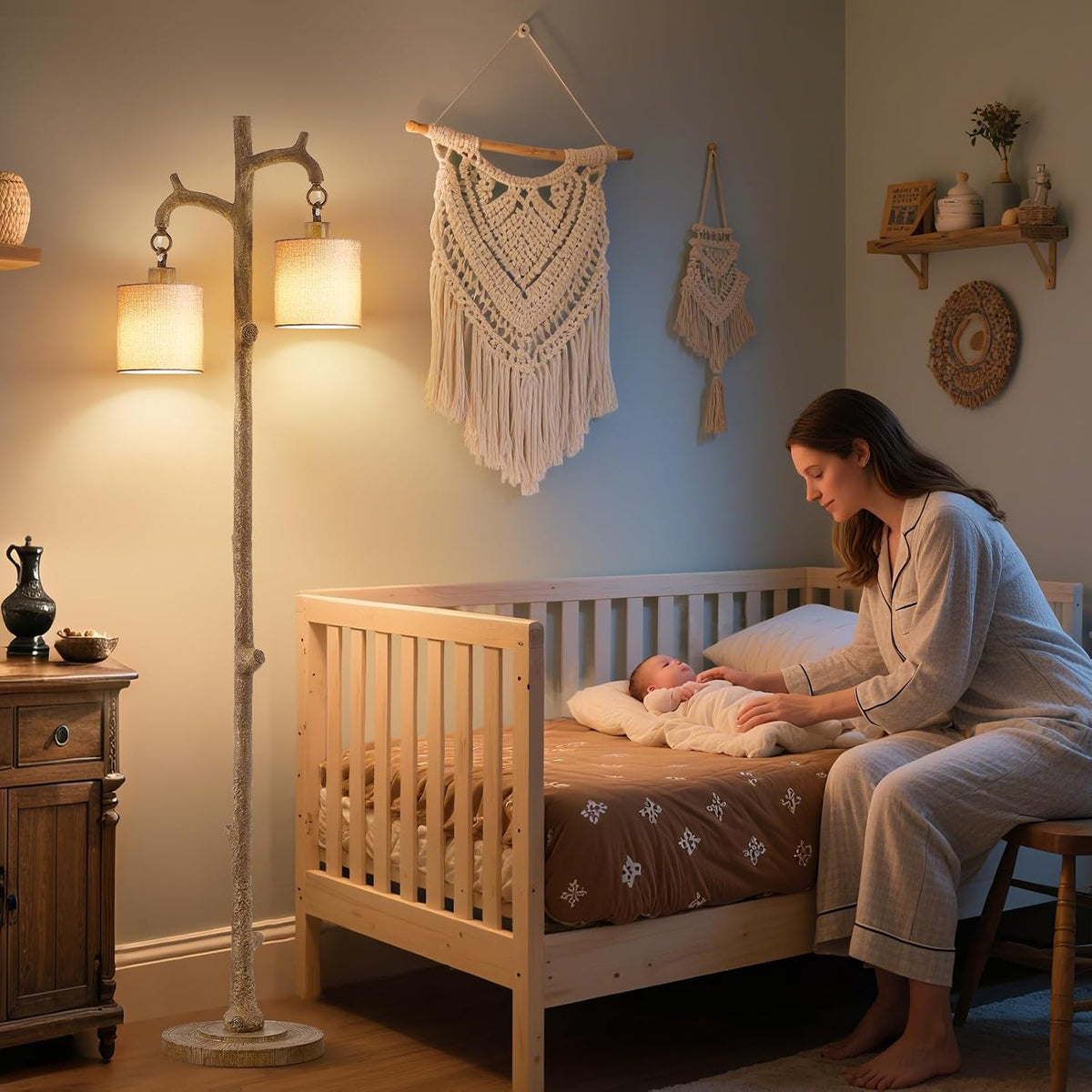 Rustic Farmhouse Tree Trunk Floor Lamp