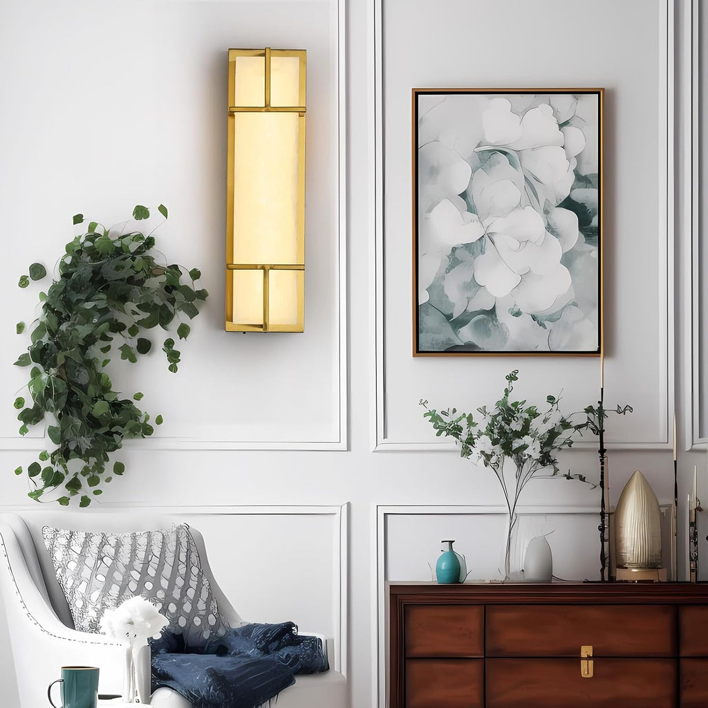 Dimmable Square Alabaster Wall Sconces