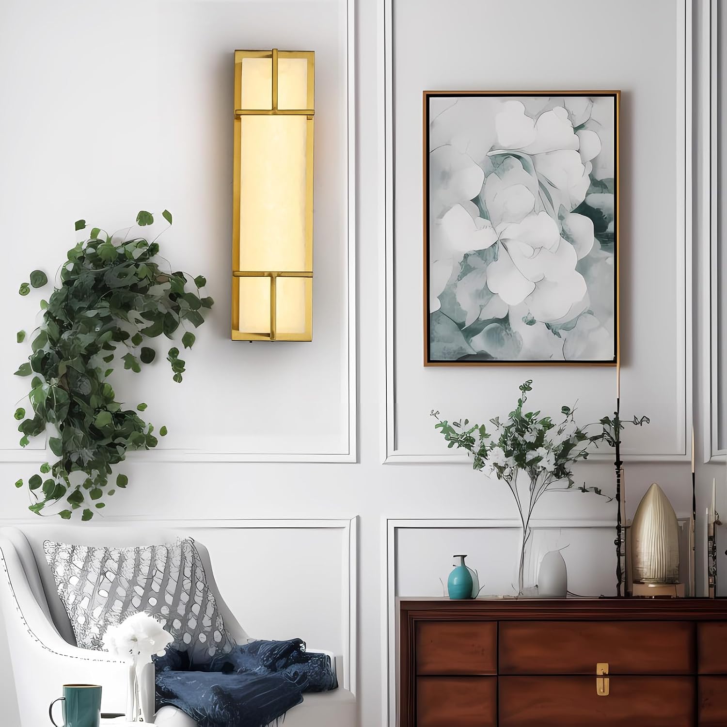 Dimmable Square Alabaster Wall Sconces