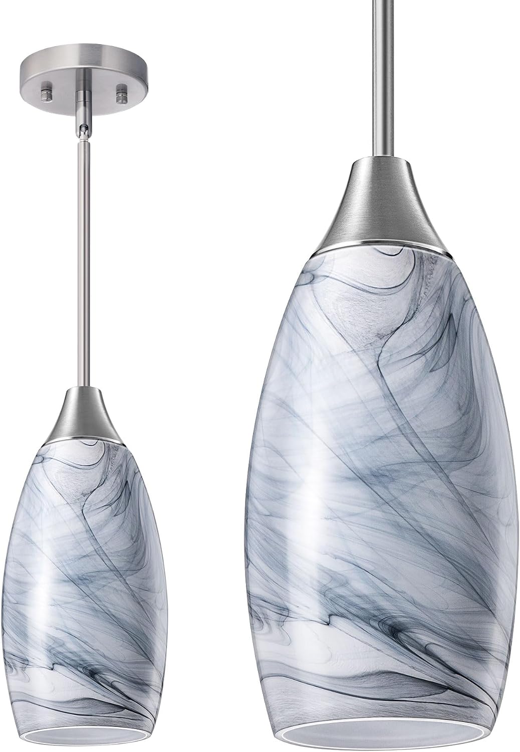 Nickel Grey Marble Glass Pendant Light