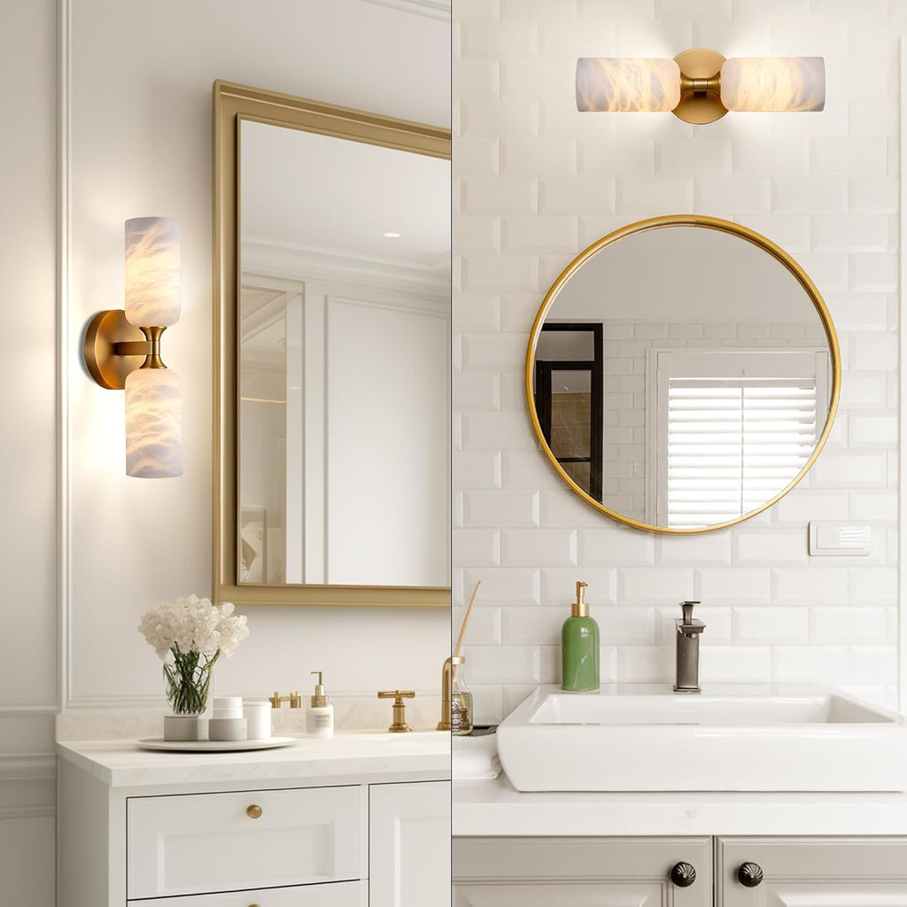 Brass Alabaster Wall Sconce