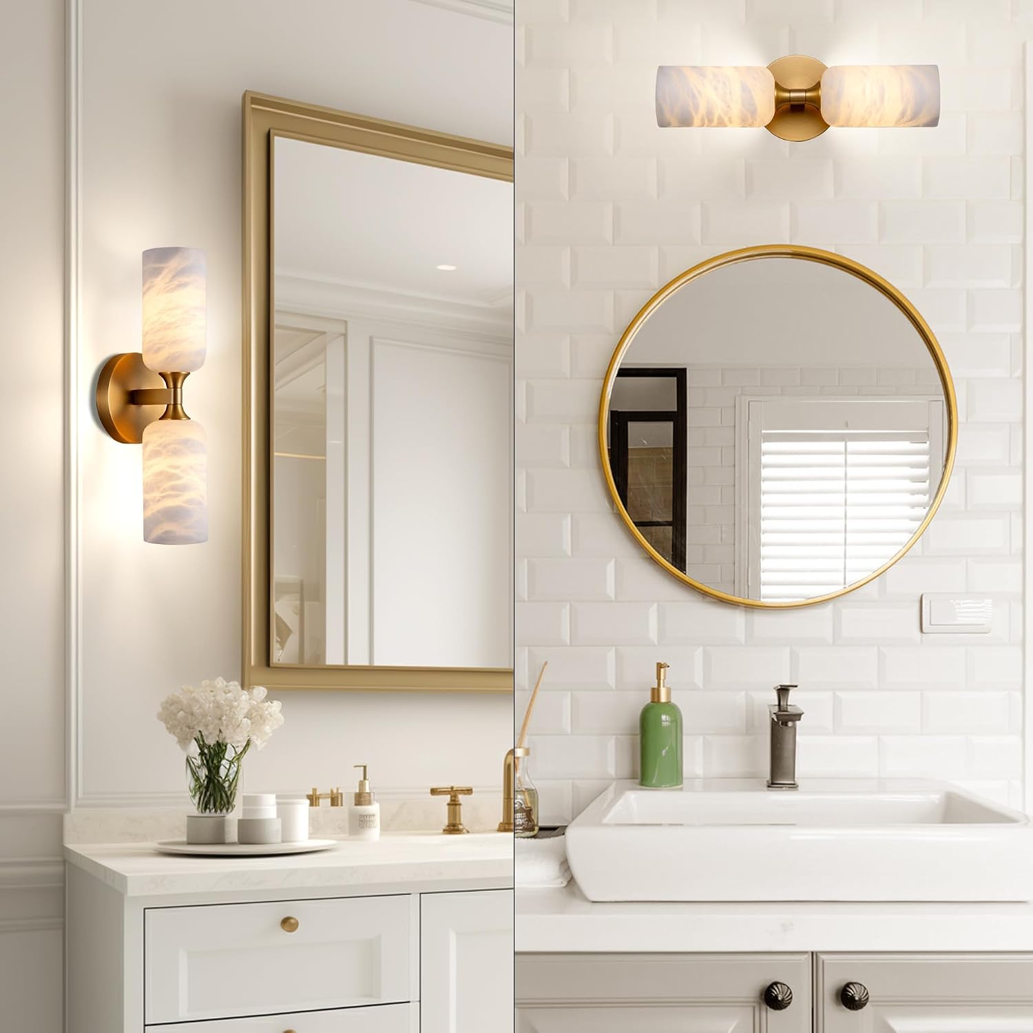 Brass Alabaster Wall Sconce