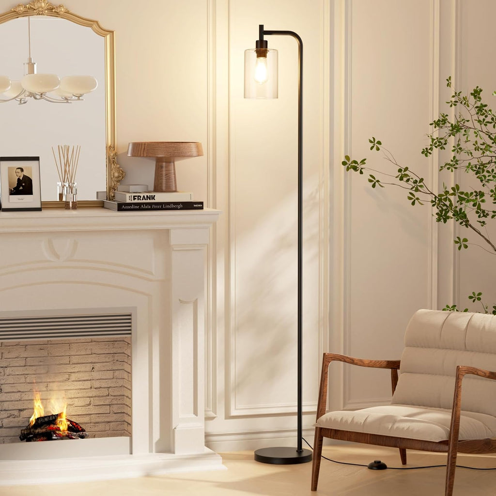 Industrial Glass Shade Floor Lamp