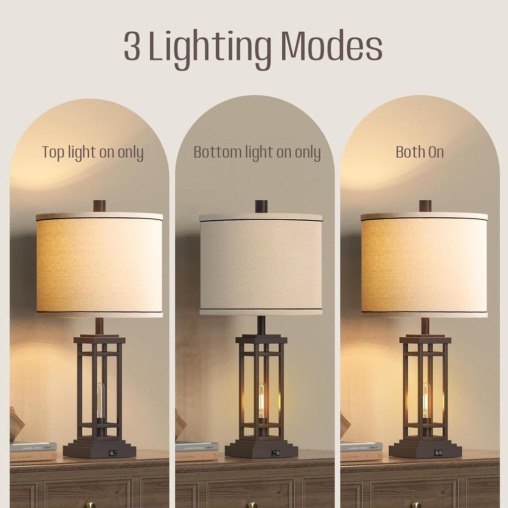 Farmhouse Lamps USB Charging Ports