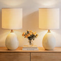 Cream Ceramic Dimmable Table Lamps Set