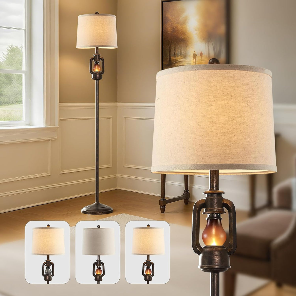 Rustic Farmhouse Lantern Floor Lamp