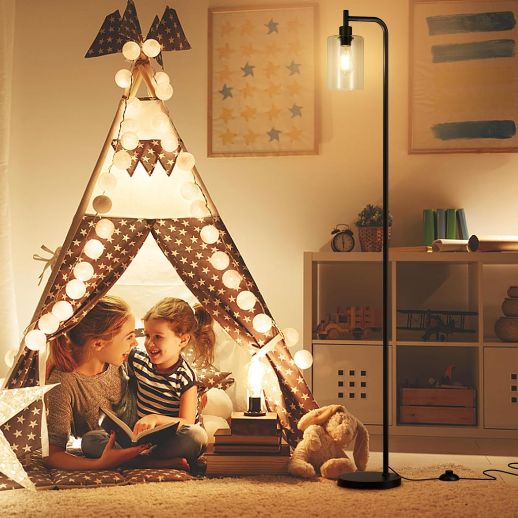 Industrial Glass Shade Floor Lamp