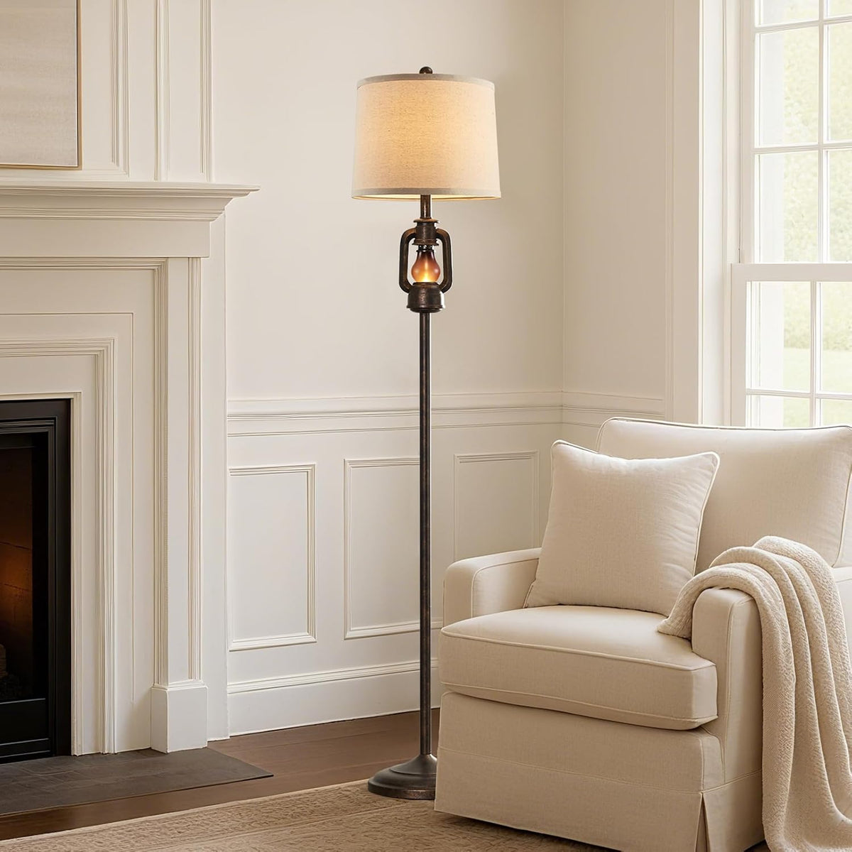 Rustic Farmhouse Lantern Floor Lamp