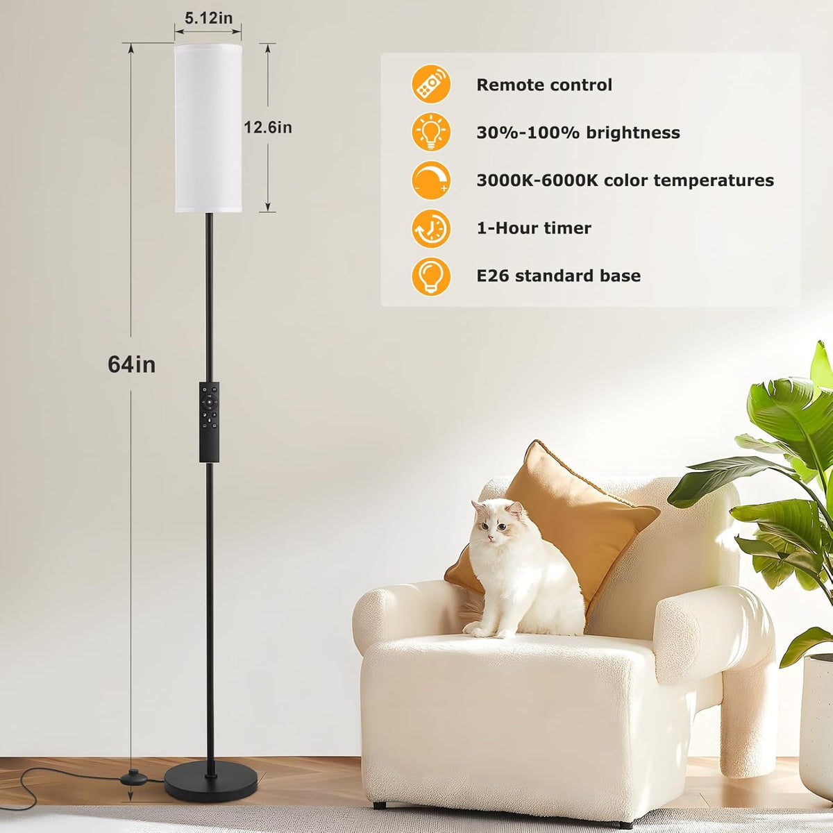 Remote Dimmable Modern Floor Lamp