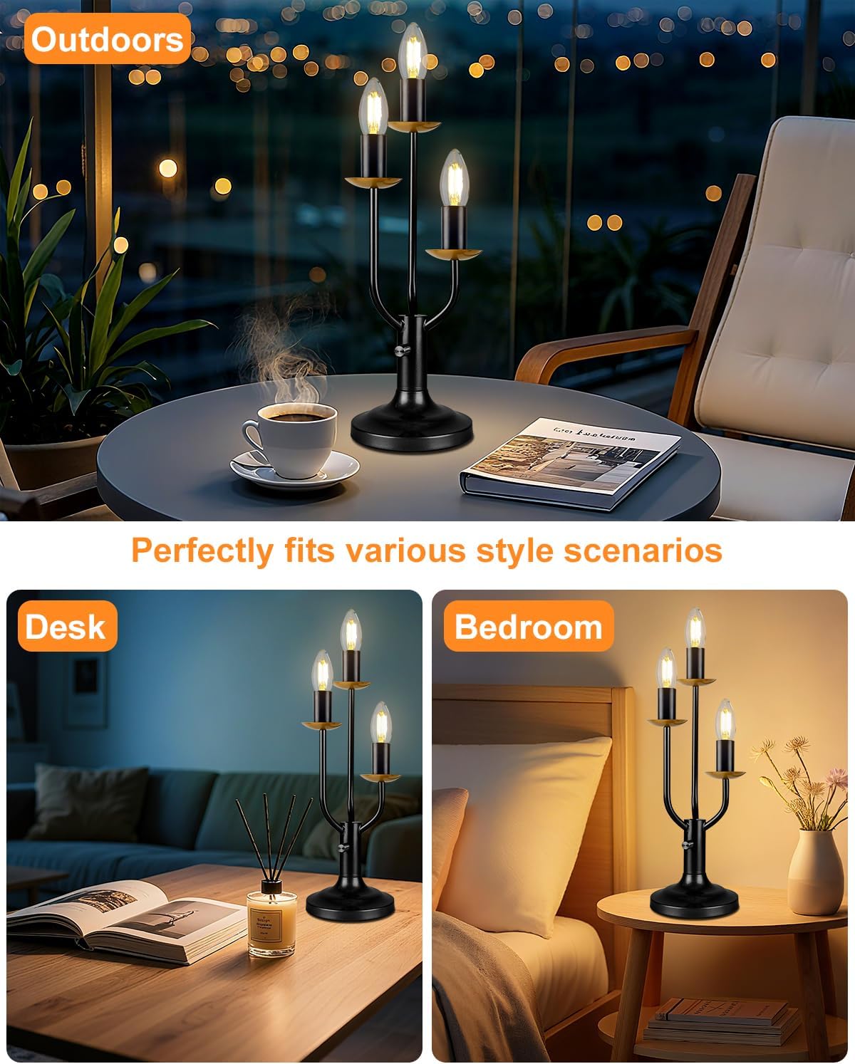 Dimmable Black Vintage Table Lamp