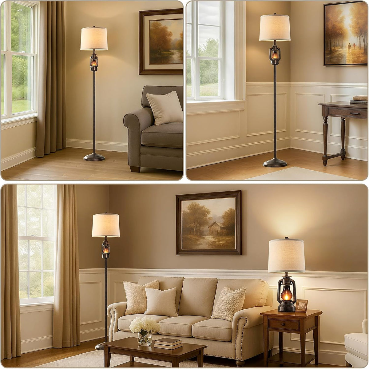 Rustic Farmhouse Lantern Floor Lamp