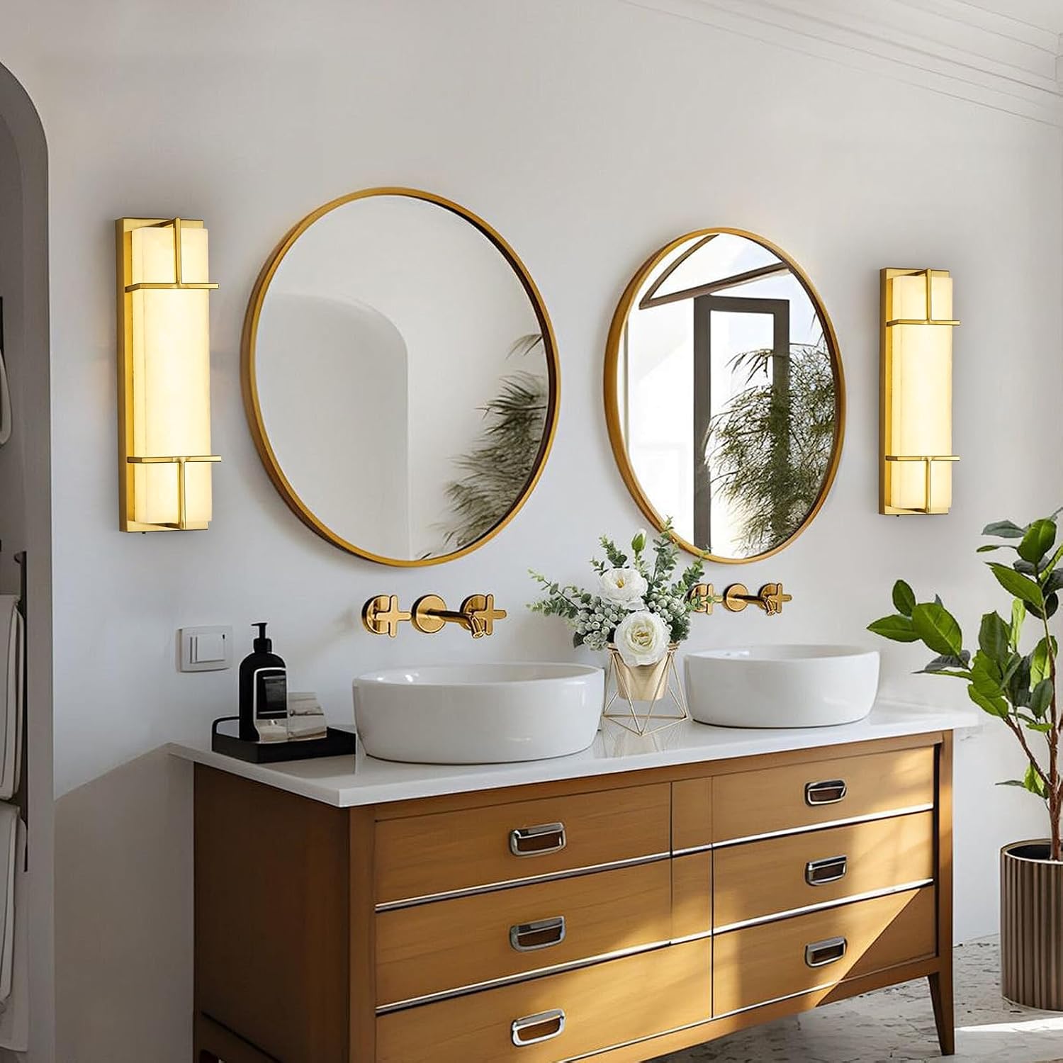 Dimmable Square Alabaster Wall Sconces