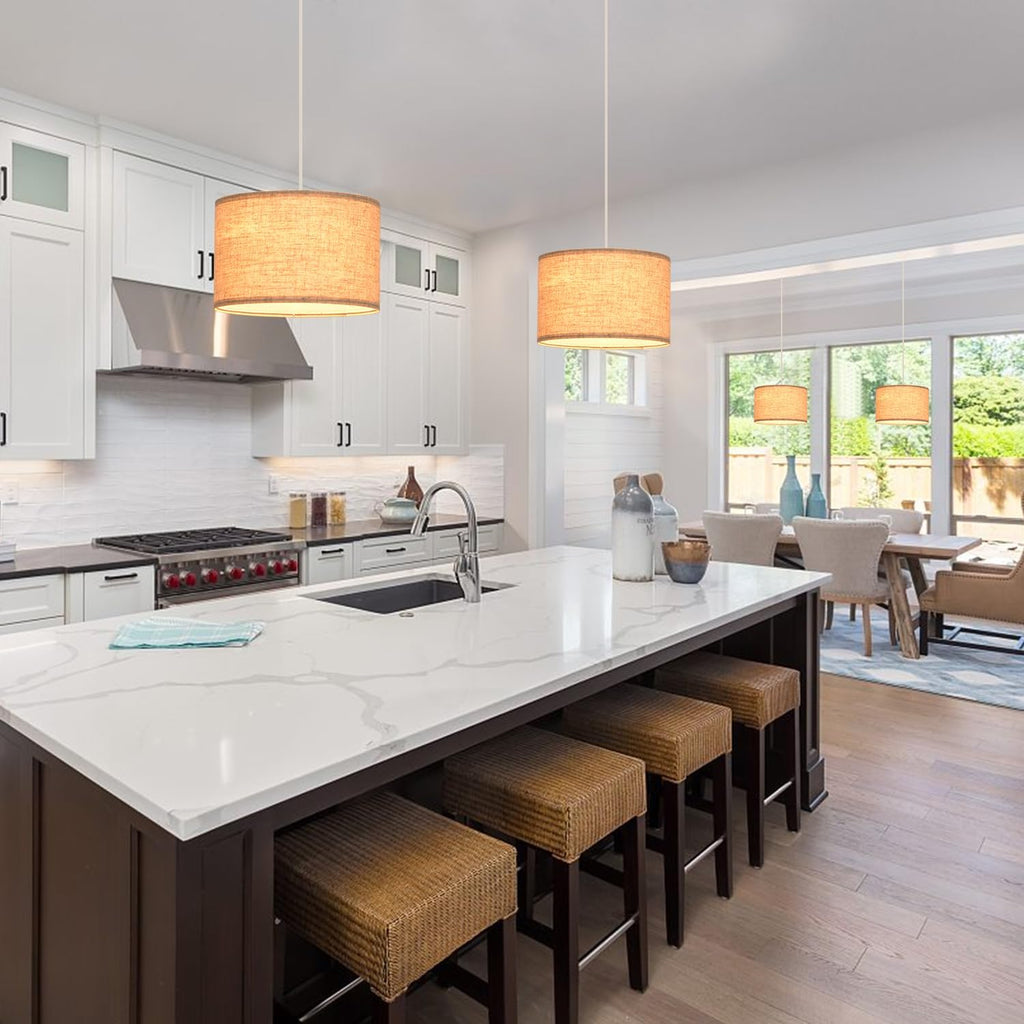 Beige Linen Plug-in Pendant Lights