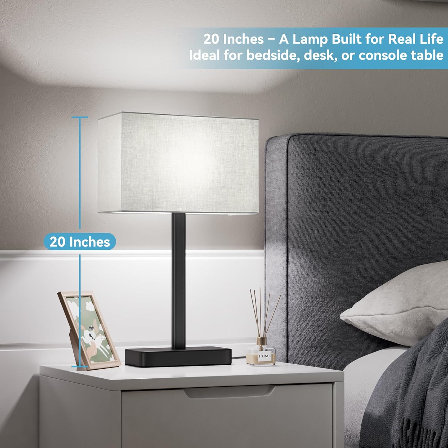 Grey Touch Lamps USB Charging