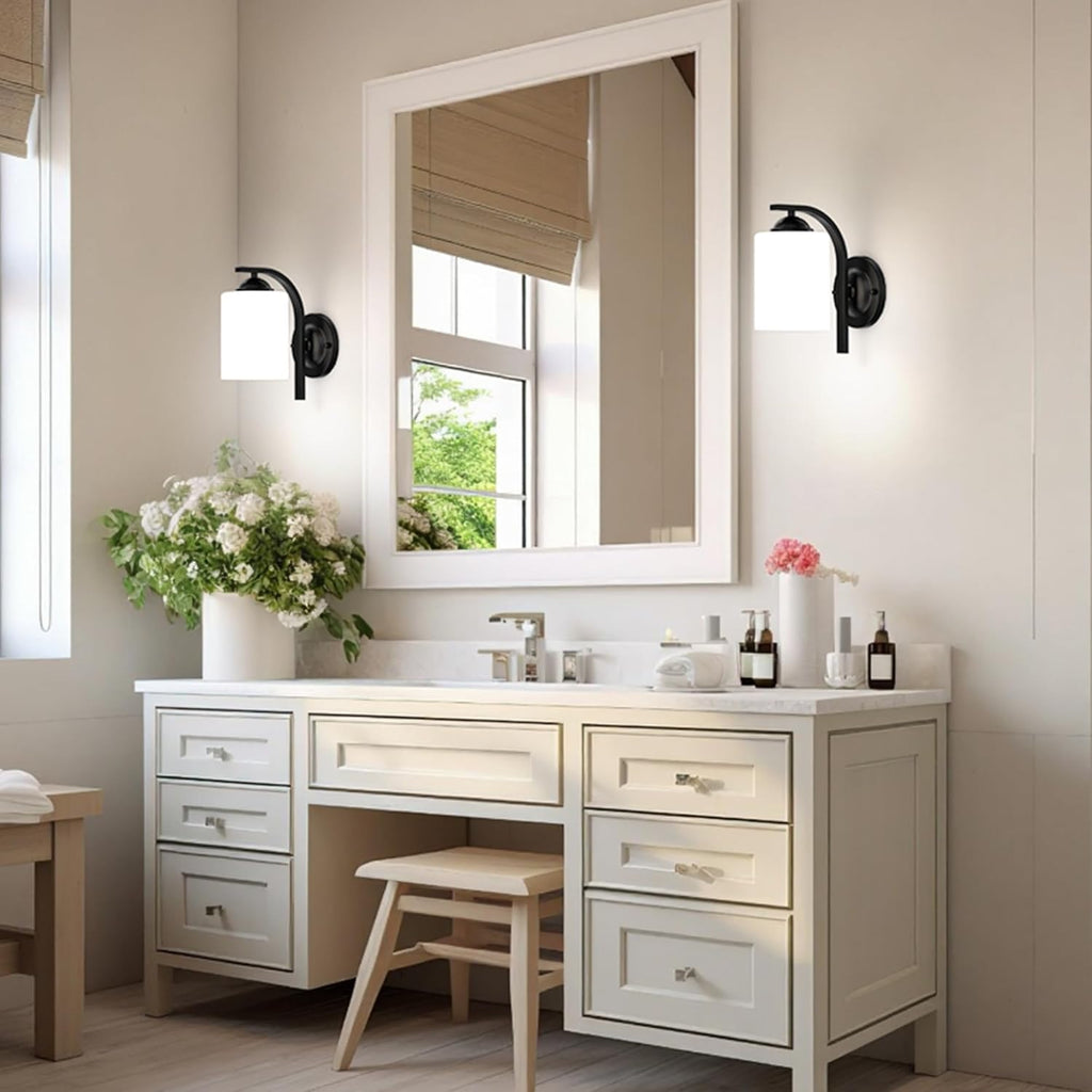 Farmhouse Black Glass Wall Sconces