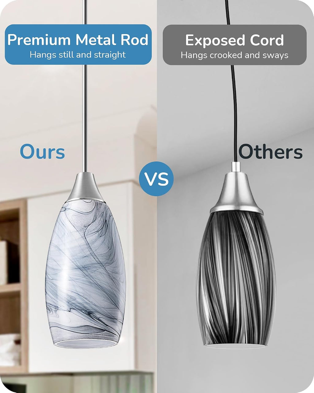 Nickel Grey Marble Glass Pendant Light