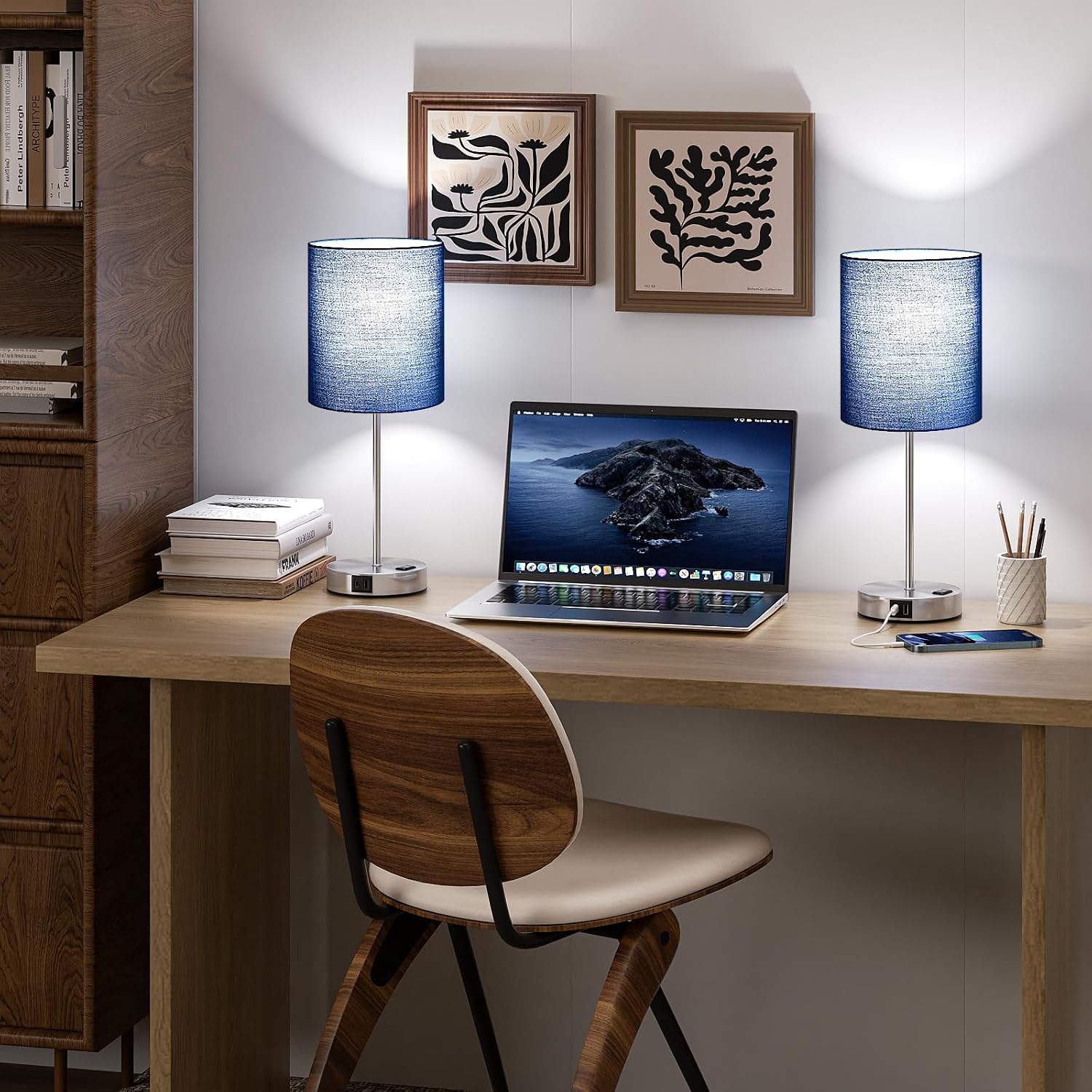 Touch USB Navy Table Lamps