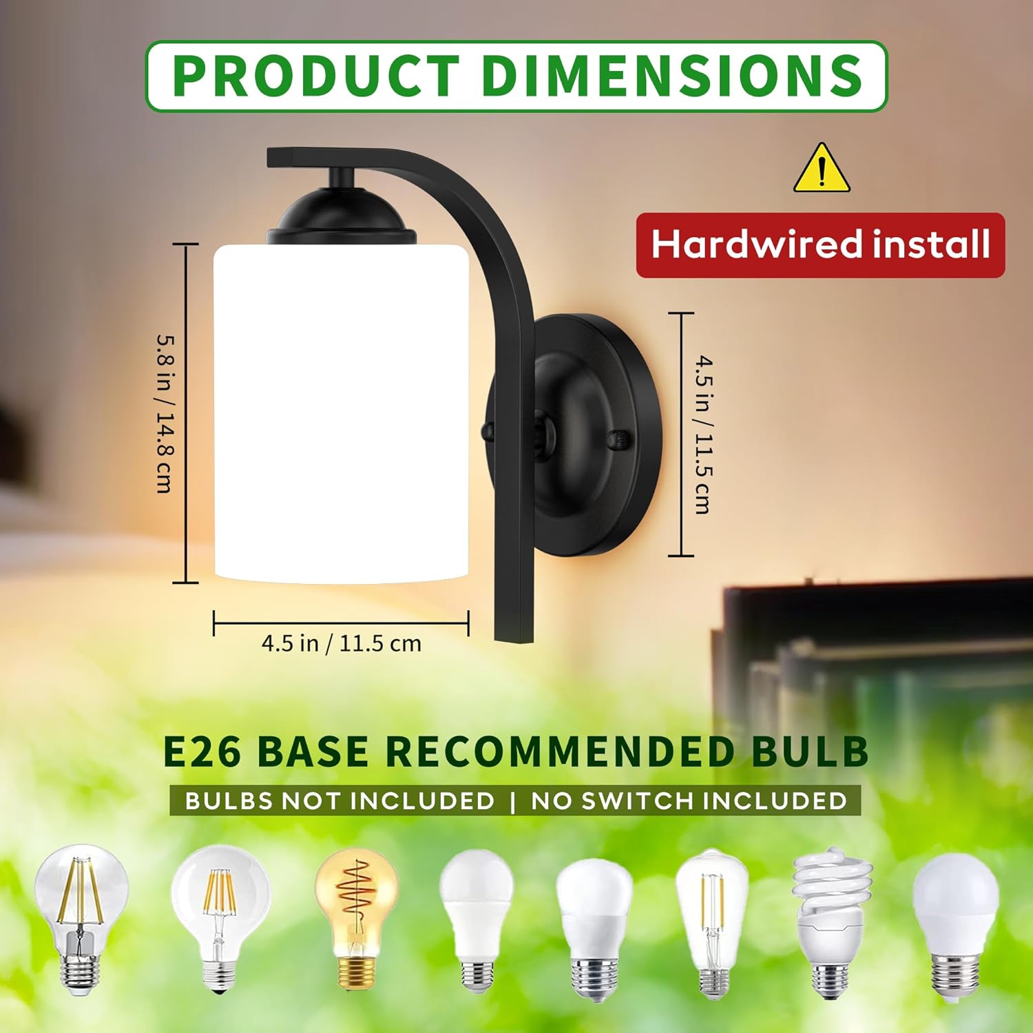 Farmhouse Black Glass Wall Sconces