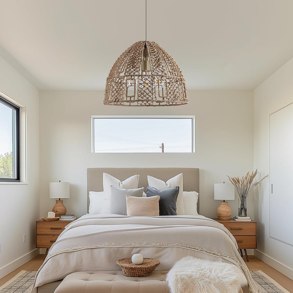 Boho Seagrass Woven Pendant Light