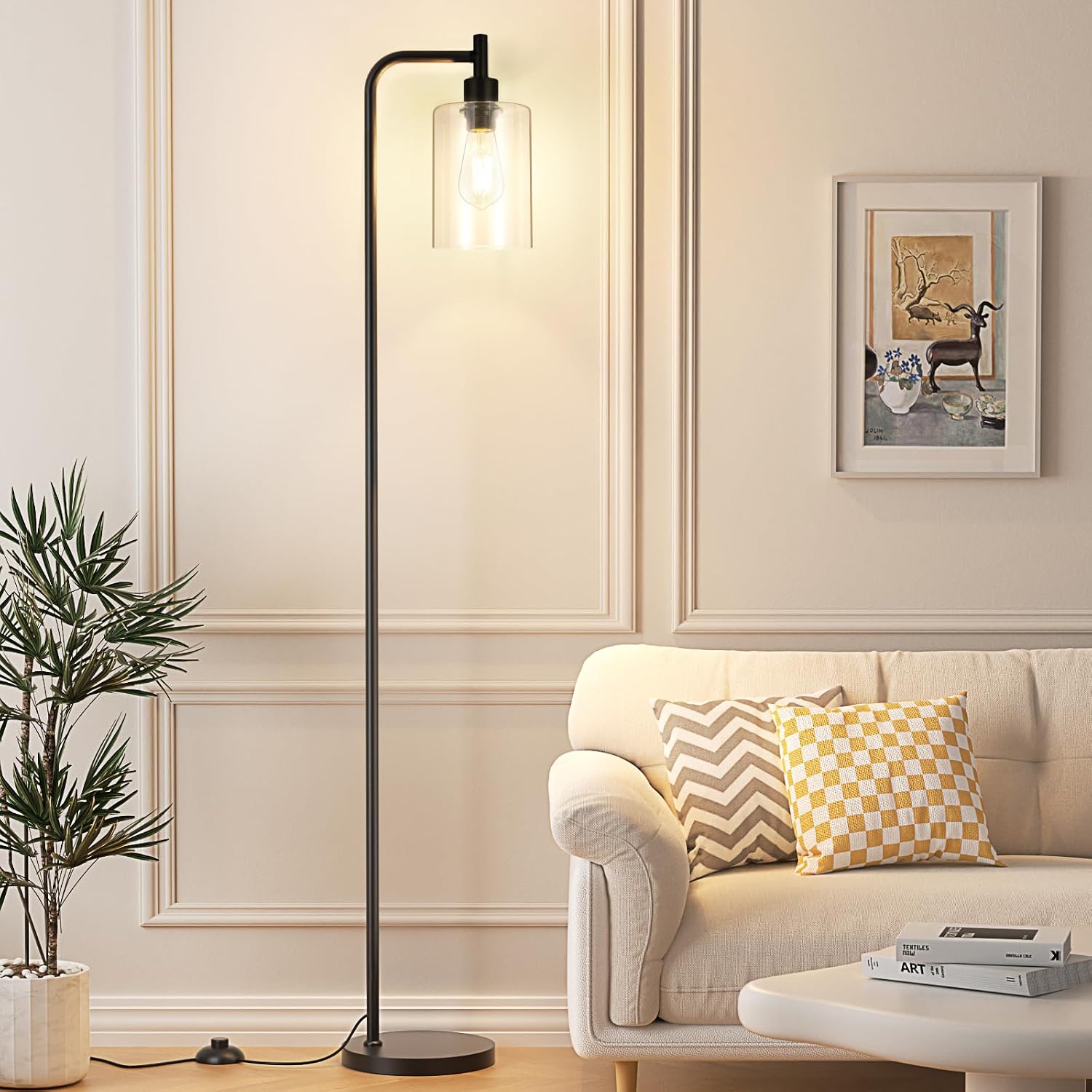 Industrial Glass Shade Floor Lamp