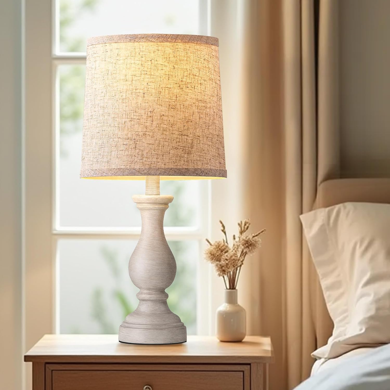 Farmhouse Lamps Linen Shades Set