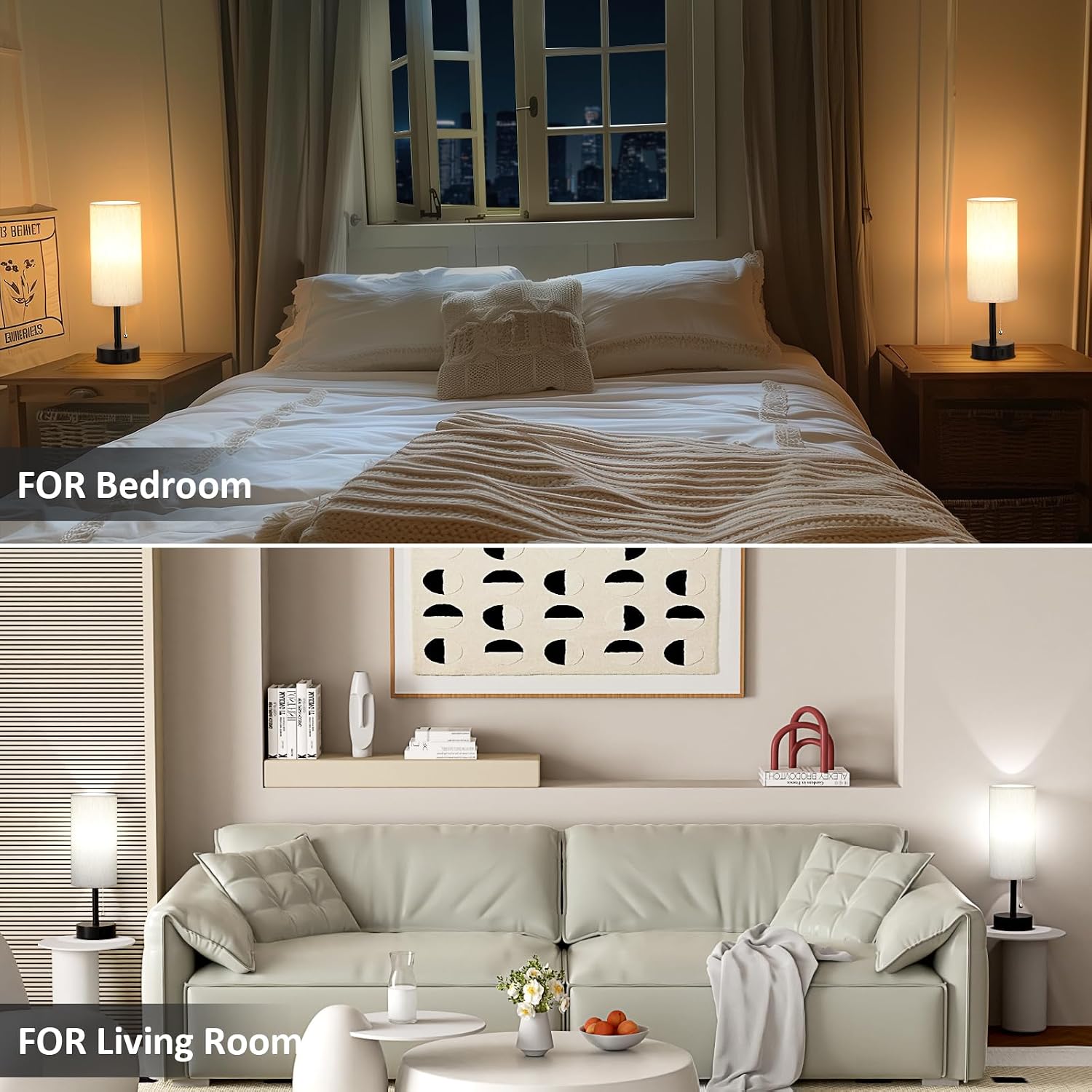 Cream Bedside Lamps 3CCT Lighting
