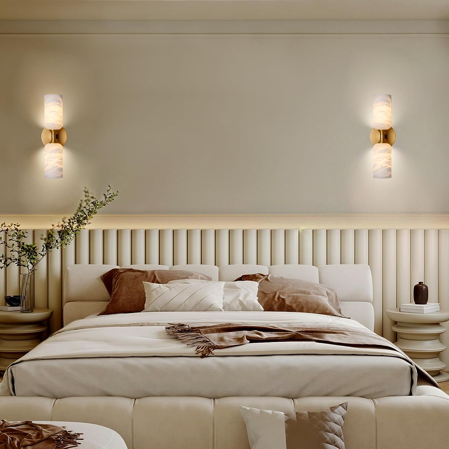 Brass Alabaster Wall Sconce
