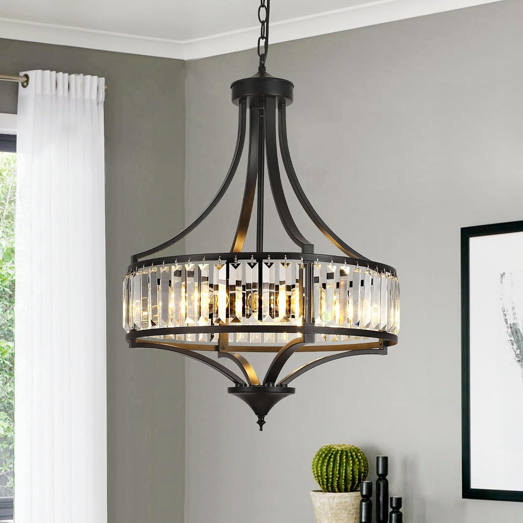 Black Crystal Farmhouse Chandelier