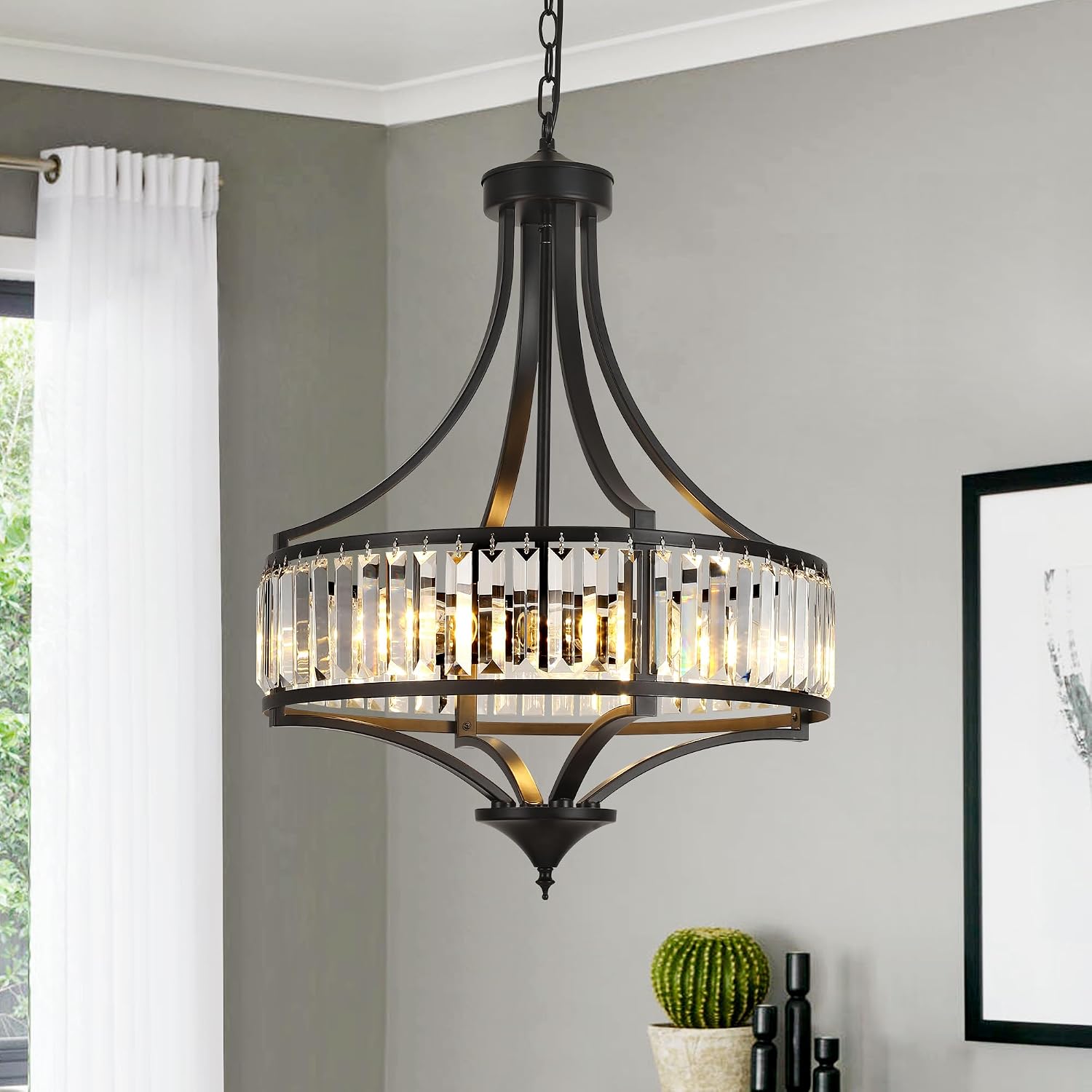 Black Crystal Farmhouse Chandelier
