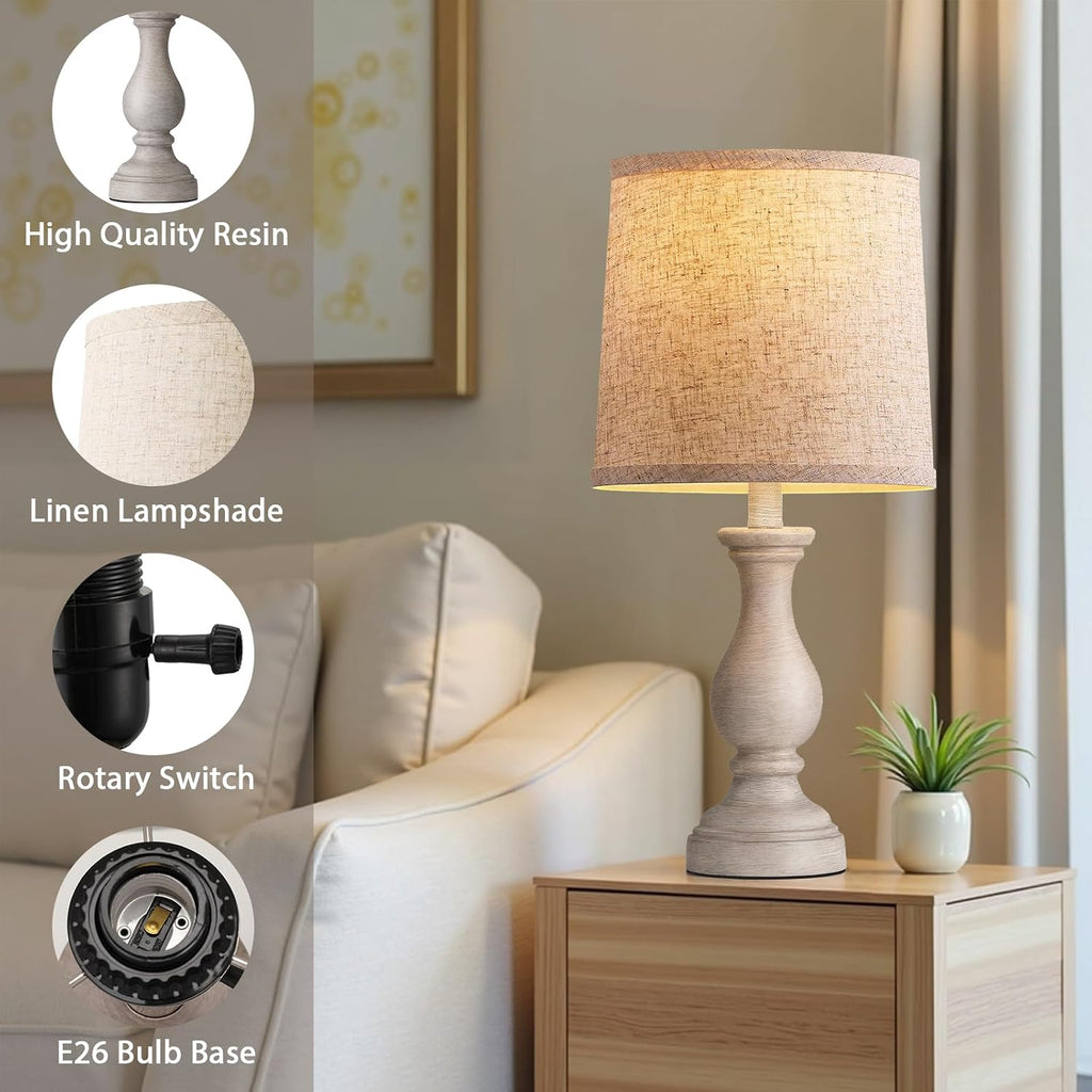 Farmhouse Lamps Linen Shades Set