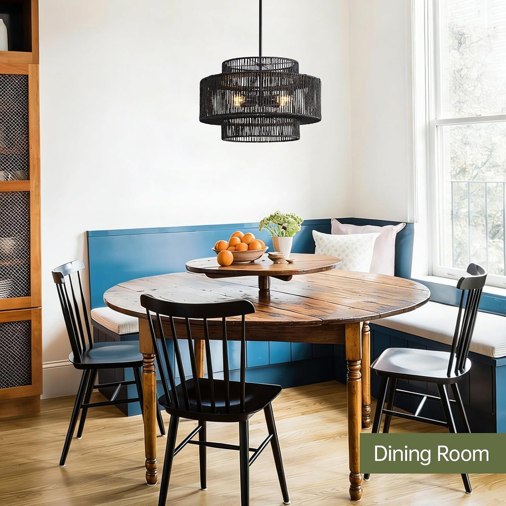 Boho Rattan Woven Chandelier