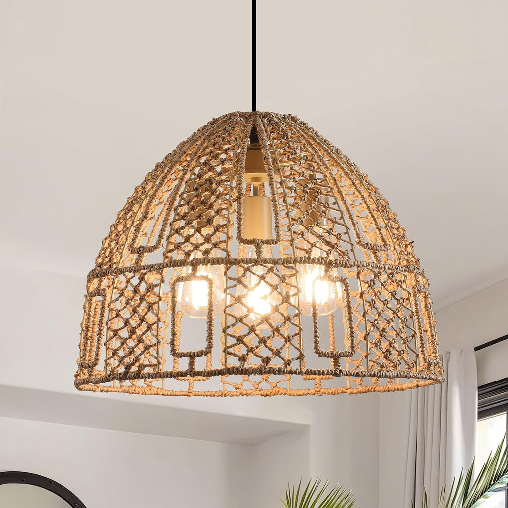 Boho Seagrass Woven Pendant Light
