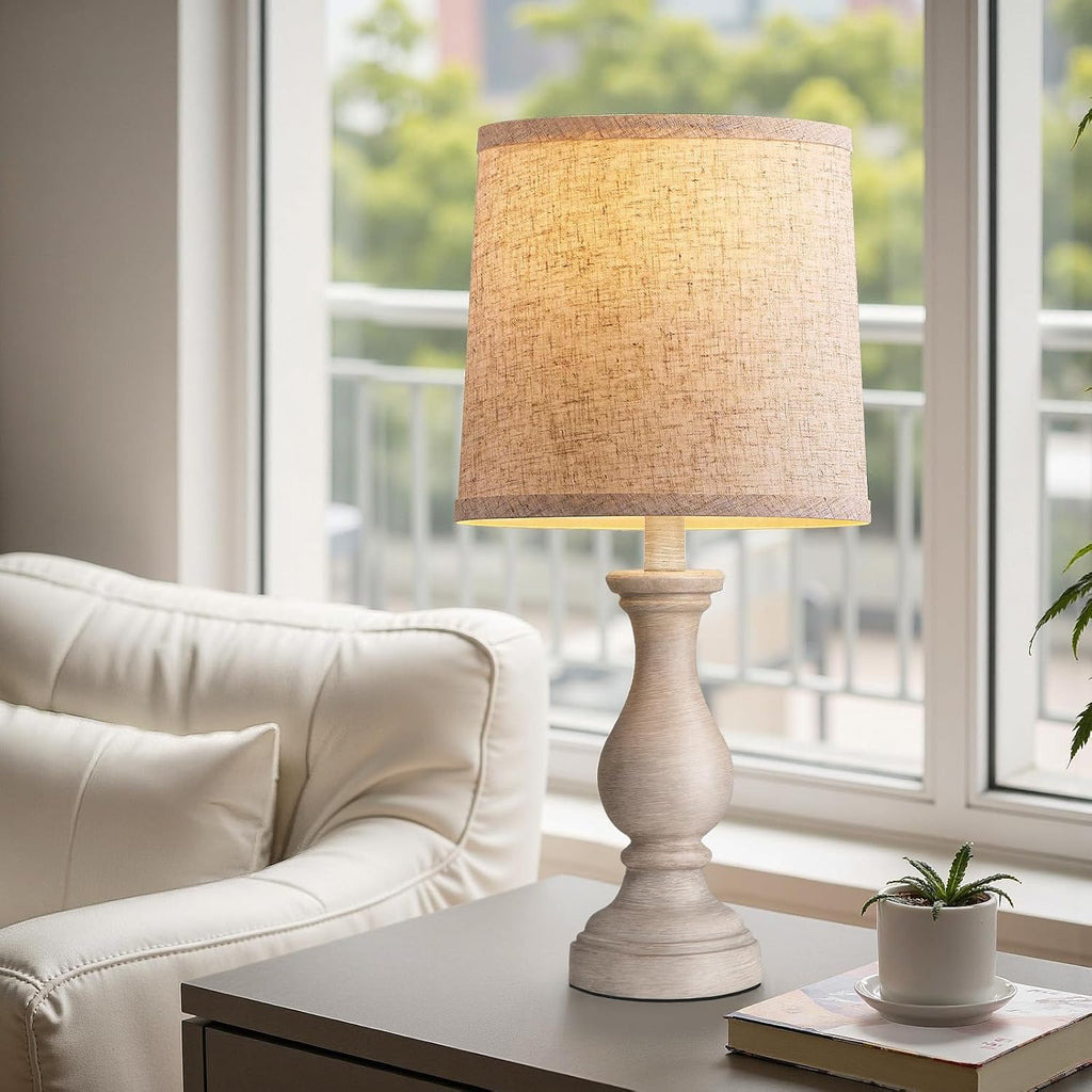 Rustic Linen Farmhouse Table Lamp Single